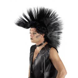 CLOWN Περούκα Spike Πανκ Ανδρική Μαύρη 70969 5203359709692