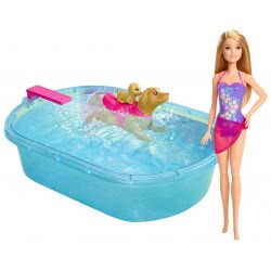 Mattel Barbie Και Κουταβάκια Κολύμπι Στην Πισίνα DMC32 887961274332