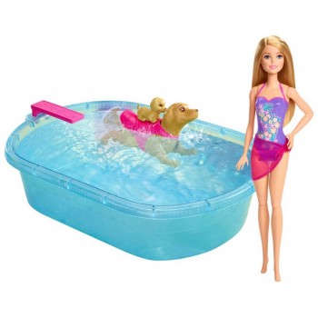 Mattel Barbie Και Κουταβάκια Κολύμπι Στην Πισίνα DMC32 887961274332