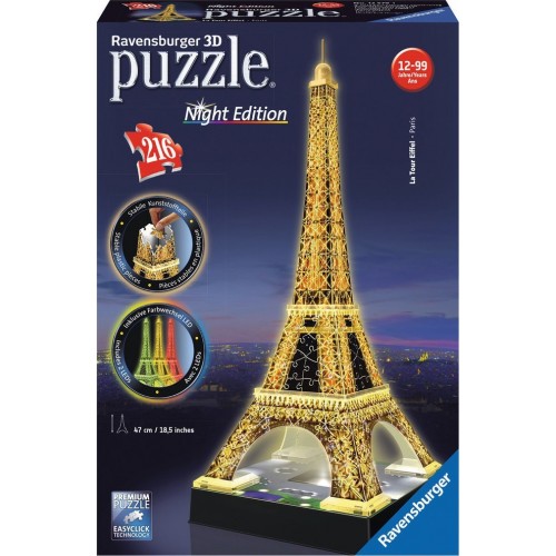 Ravensburger Παζλ 3D 216Τμχ Ο Πύργος Του Άϊφελ Νυχτερινή Έκδοση 12579 4005556125791