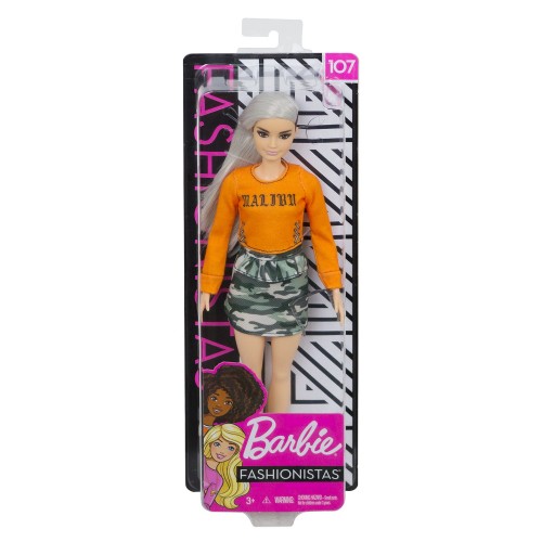 Mattel Barbie Fashionistas 107 Κούκλα Με Πορτοκαλί Μπλούζα Malibu FBR37 / FXL47 887961694543