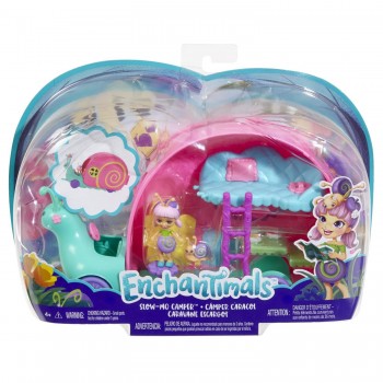 Mattel Enchantimals Petal Park Slow-Mo Camper Vehicle Playset With Saxon Snail Doll GCT42 887961734119
