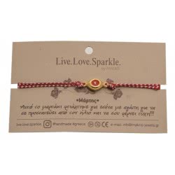 OEM Bracelet Martaki With Gold Eye 1 Cm Red CMB083R 5207216010532